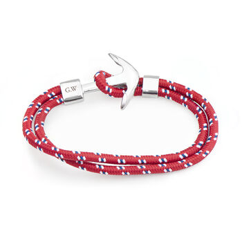 Personalised Men's Red Rope Nautical Anchor Bracelet, 8 of 9
