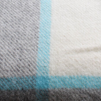 Penbryn Blue And Grey Check Wool Throw, 4 of 4