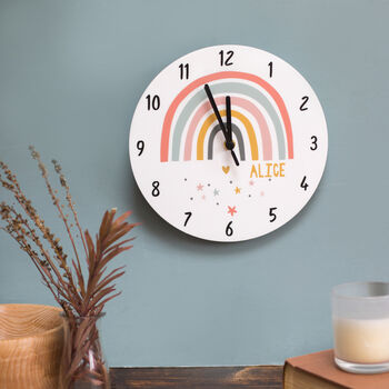 Modern Rainbow Personalised Name Bedroom Clock, 2 of 10
