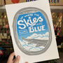 Blue Skies Airplane Window A4 Linocut Print, thumbnail 1 of 3