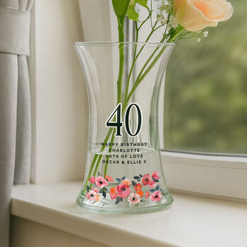 Birthday Gifts For Women Personalised Glass Flower Vase Milestone Age, 3 of 5
