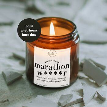 Marathon Runner Gifts, Funny Smells Like A Marathon Candle With Matches, 2 of 11