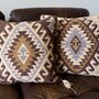 Turkish Kilim Brown Diamond Cushion, thumbnail 1 of 11