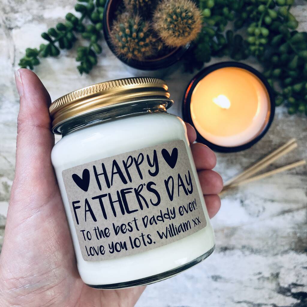 Personalised Happy Fathers Day Scented Soy Candle By Lollyrocket Candle