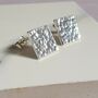 Large Hammered Square Silver Stud Earrings, thumbnail 4 of 5