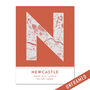 Newcastle City Map Wall Art Print, thumbnail 8 of 9