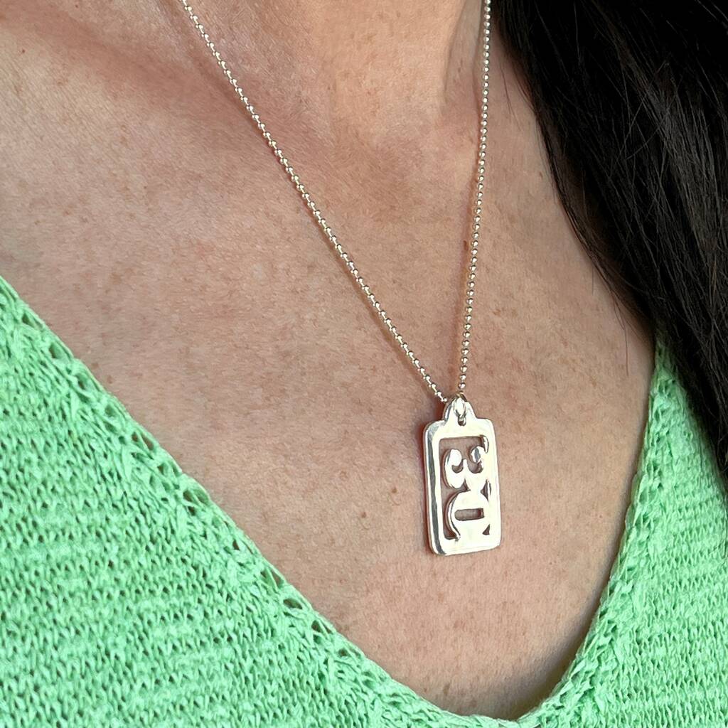 30th Birthday Sterling Silver Tag Necklace, 1 of 3