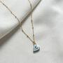 Blue Flower Heart Pendant 18k Gold Necklace, thumbnail 2 of 2