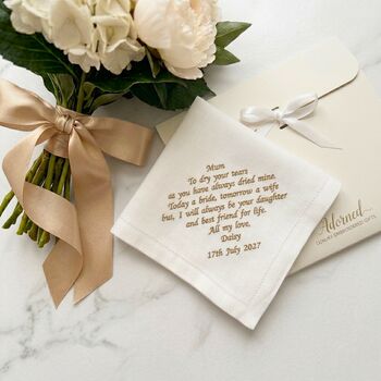 Mother Of The Bride Linen Wedding Handkerchief, 4 of 5