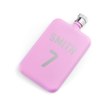 Personalised Pink Slimline Football Shirt Hip Flask, 4 of 5