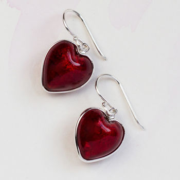 Heart Earrings In Silver And Murano Glass, 12 of 12