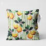 Cushion Cover With Lemons And Green Striped Theme, thumbnail 1 of 7