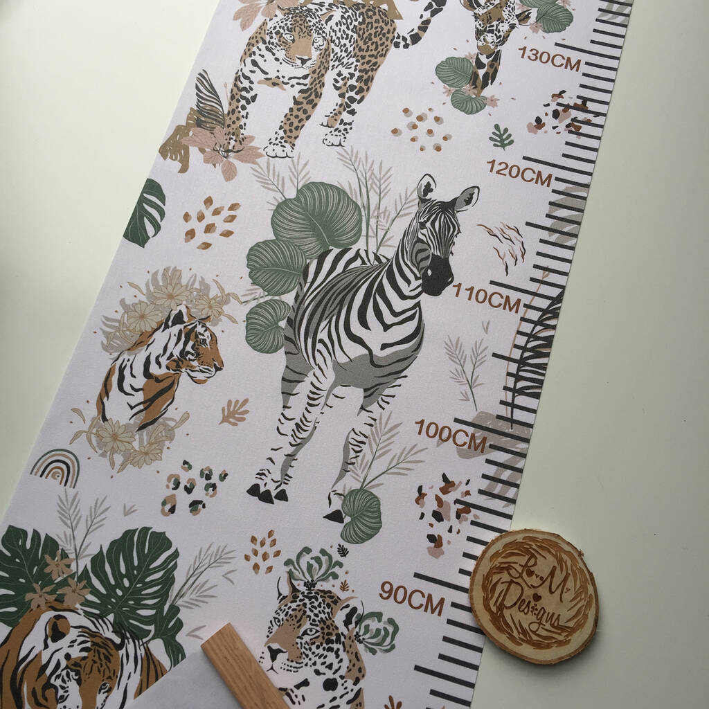 Personalised Jungle Animal Print Height Chart By Love My Designs