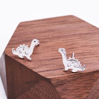 Cute Dinosaur Stud Earrings In Sterling Silver, 5 of 11