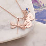 Rose Gold Vermeil Dragonfly Necklace With Birthstones, thumbnail 2 of 7