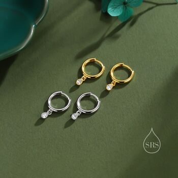 Tiny Dotted Droplet Cz Huggie Hoop Earrings, 3 of 11