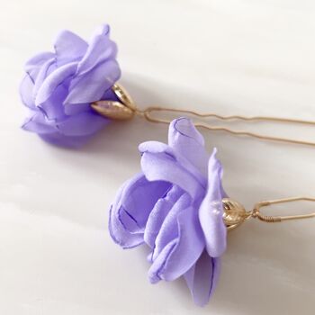 Purple Flower Hair Pin Set, 3 of 5