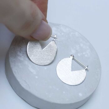 Sterling Silver Stolen Slice Drop Earrings, 7 of 8
