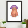 Cat In Purple Wig Giclee Print, thumbnail 1 of 2
