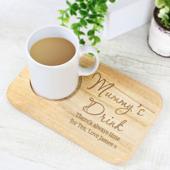 Personalised Wooden Tea And Biscuit Board Coaster Tray, 2 of 11