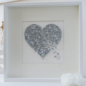 Framed Silver Wedding Anniversary Butterfly Heart Artwork, 2 of 5