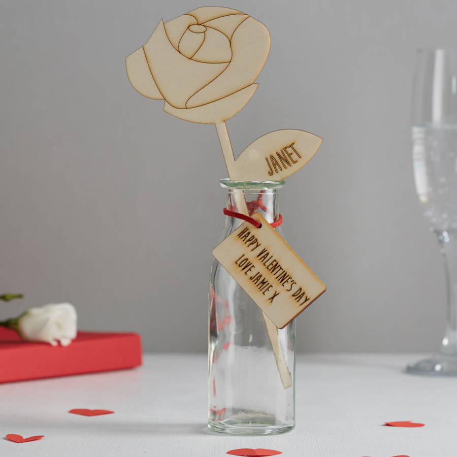Personalised Valentine's Day Alternative Wooden Rose By The North Kind