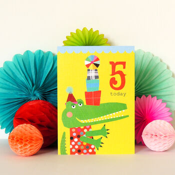 Crocodile 5th Birthday Card, 4 of 5