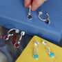 Sterling Silver Birthstone Gemstone Hoop Earrings, thumbnail 7 of 10