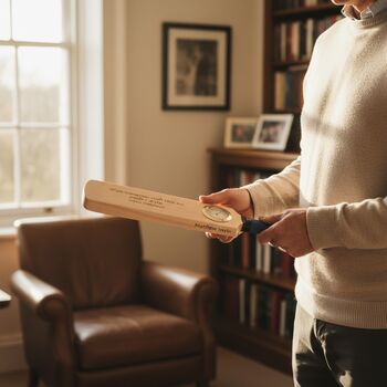 Personalised Mini Cricket Bat With Clock, 10 of 11