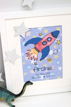 Rocket Children's Personalised Print, 3 of 8