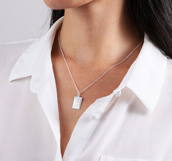 Sterling Silver Rectangle Saint Christopher Necklace, 3 of 6