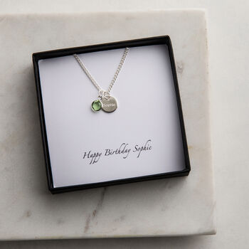 Personalised Swarovski Birthstone And Disc Necklace, 3 of 4