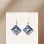Blue And Navy Geometric Diamond Shaped Earrings, thumbnail 2 of 6
