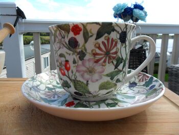 Large Cup And Saucer In Hedgerow Bramble Design, 3 of 12