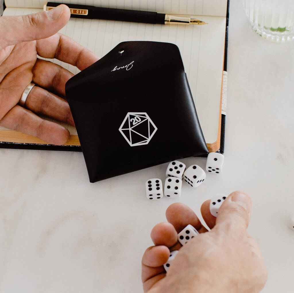 Personalised Leather Games Dice Case With 10 Dice By Holdall & Co