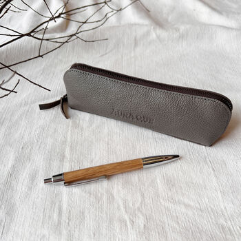 Fair Trade Handcrafted Leather Slimline Pencil Case, 3 of 12