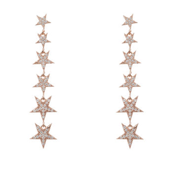 Graduated Star Drop Plated Silver Earring By Latelita