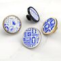 Blue Cabinet Door Knobs | Aztec Cupboard Door Pulls | For Drawers And Cabinet Doors. Available In Gold, Silver, Black And Antique Gold Base, thumbnail 1 of 9