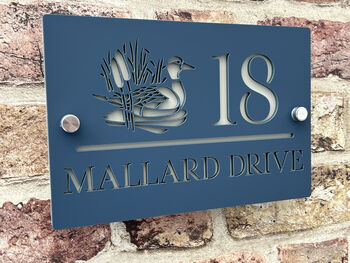 Personalised Mallard Duck In Stream Design House Acrylic Number Sign, 5 of 7