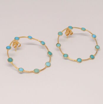 Turquoise Gold Hoop Earrings, 2 of 7