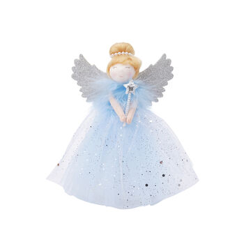 Blue Snow Fairy Light Up Angel Decoration Tree Topper, 3 of 7