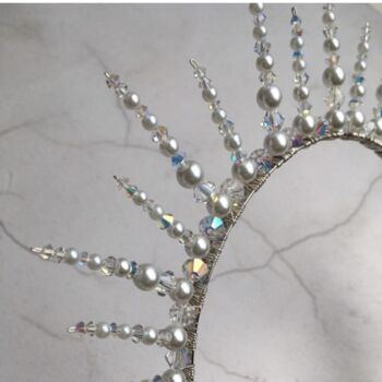 Hand Beaded Statement Alternative Spiked Bridal Crown, 10 of 11