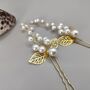 Pearl And Gold Leaf Hair Pins – Elegant Bridal And Bridesmaid Hair Accessories, thumbnail 2 of 12