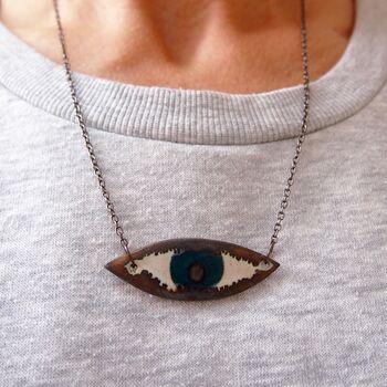 Handmade Ceramic Eye Pendant Necklace, 5 of 11