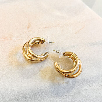 Bold Chunky Triple Layer Hoop Earrings, 3 of 3