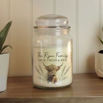 Personalised Highland Cow Candle Jar For Nan, 2 of 2