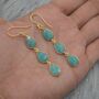 Amazonite Gold Plated Sterling Silver Drop Earrings, thumbnail 6 of 7