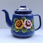 Enamel Teapot Handpainted Canal Roses, thumbnail 1 of 3