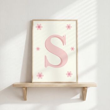 Girls Floral Personalised Whimiscal Wall Art Set Of Four, 4 of 5