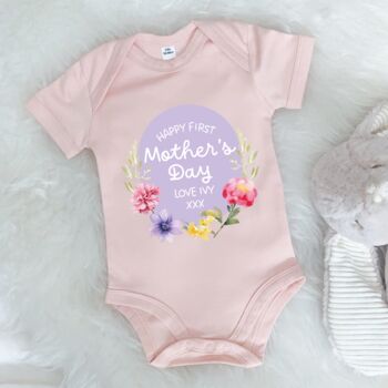 Happy First Mother's Day Floral Lilac Babygrow, 2 of 5